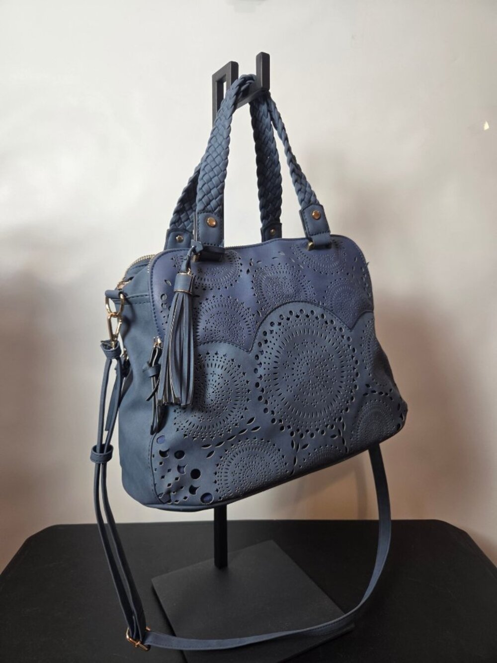 Blue Faux Lthr Handbag Coastal / Cowgirl Western / Cowgirl Bohemian / Boho-Chic
